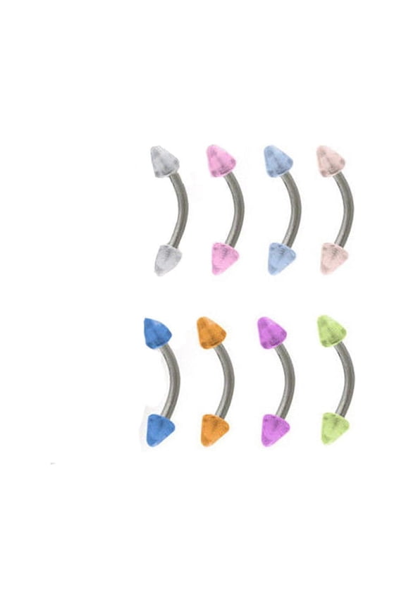 Glow Eyebrow Ring 16G Cartilage Ear Piercing Tragus Daith- Pack of 8