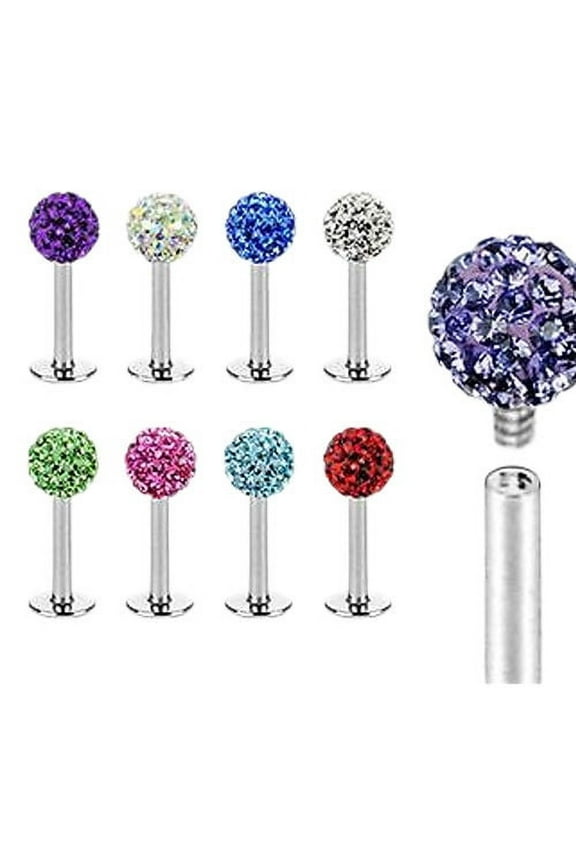 Internally Threaded 16g Labret Monroe Flat Back Stud Piercing Jewelry Choose Color & Size