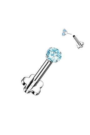 Labret Implant Grade Titanium Threadless Push in Flower Base Flat Back Men Women
