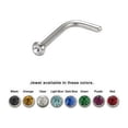 thumbnail image 1 of BodyJewelryOnline Nose Ring L Bend Shaped Bezel Set CZ Jewel Surgical Steel Body Jewelry 18g Choose The Color, 1 of 5