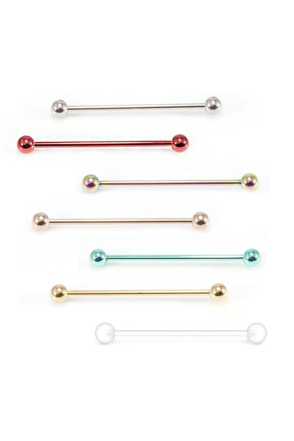 Pack of 2 Stainless Steel Industrial Barbell and Retainer Earring Cartilage Body Piercing Jewelry 14G 1 1/2 Inch for Women Men