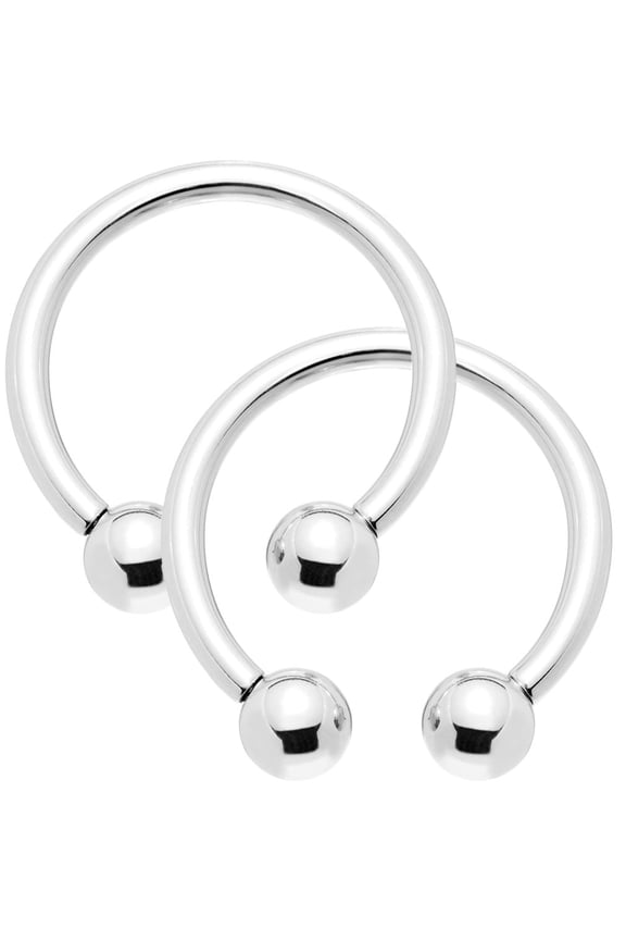 Pair of Circular Horseshoe Barbell Surgical Steel 18g 1/2" Works for Most Piercings Cartilage, Ear, Nose, Eyebrow and More