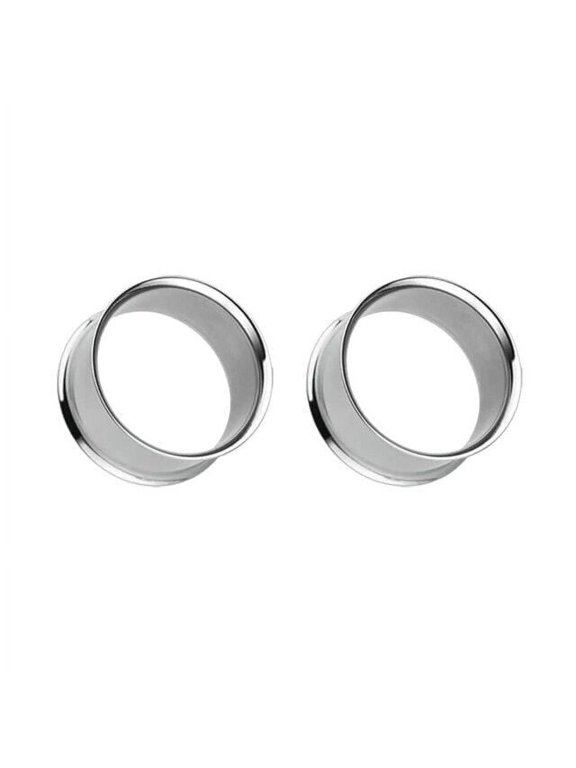 BodyJewelryOnline Pair of Flesh Ear Tunnels Plug Surgical Steel Gauges Double Flared Earring Unisex