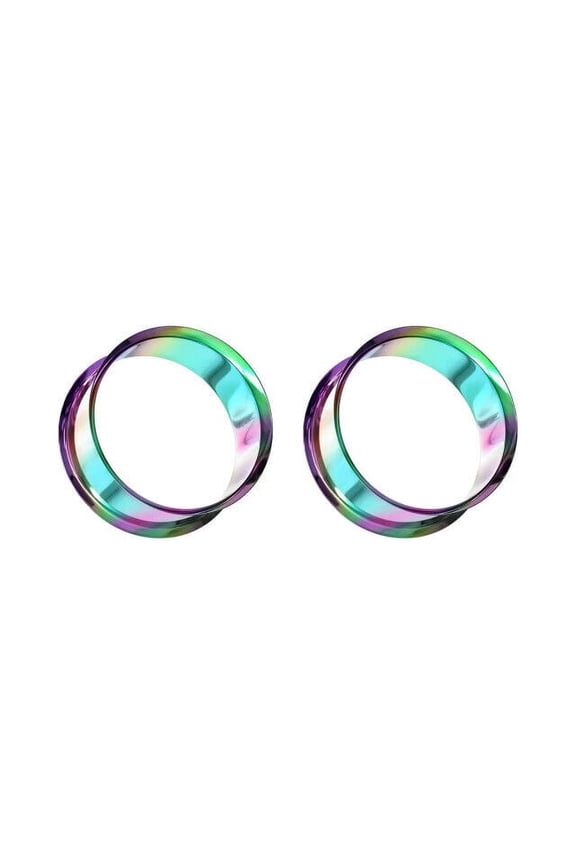 BodyJewelryOnline Pair of Flesh Ear Tunnels Plug Surgical Steel Gauges Double Flared Earring Unisex