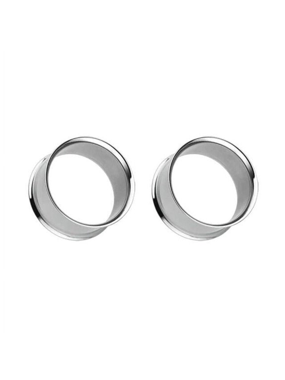 BodyJewelryOnline Pair of Flesh Ear Tunnels Plug Surgical Steel Gauges Double Flared Earring Unisex
