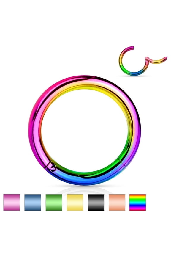Segment Hoop Ring Beautiful Anodized IP Hinged Multi-Use 10G or 12G Inner Diameter 1/2" (12mm