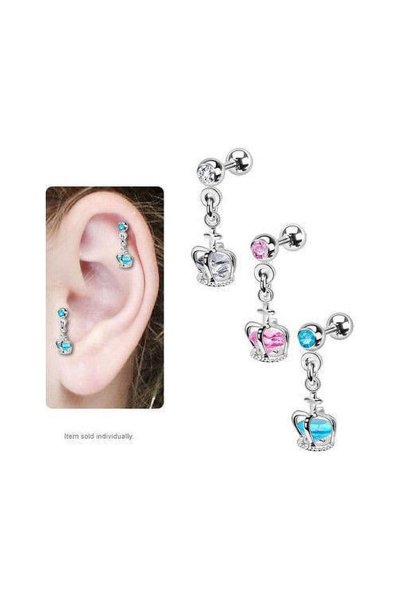 Tragus Cartilage Crown Cage with Gem Earring JD06 BodyJewelryOnline
