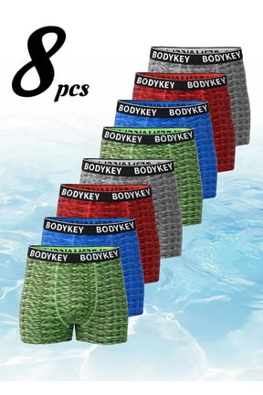 BodyKey Men's Boxer Briefs 8 Pack, Heather Soft Stretch Moisture Wicking Comfort Mens Underwear Multipack