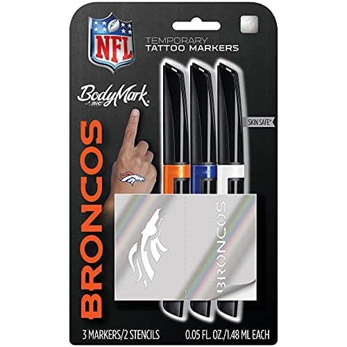 BodyMark by BIC, Temporary Tattoo Marker, NFL Series, Denver Broncos
