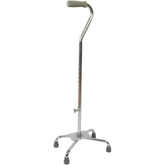 BodyMed Aluminum Adjustable Quad Cane – Walking Crutch for Adults & Seniors – Heavy Duty, Fully Adjustable Cane for Leg Injuries with Large Base and Comfortable Handle