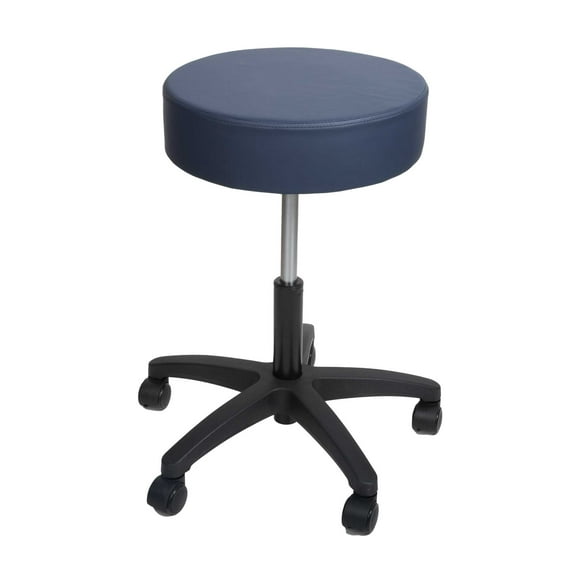 BodyMed Exam Stool  Rolling Stool for Dentists, Spas, & Healthcare Environments  Round Stool with 5 Casters  Adjustable Height from 18.5" to 25"  Easy to Assemble Stool with Wheels  Blue