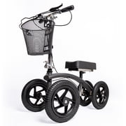 BodyMed Folding All-Terrain Knee Walker for Ankle & Foot Injuries, Black   Steerable, Portable, Medical Scooter for Adults   Wheeled Mobility Roller for Orthopedic Injuries