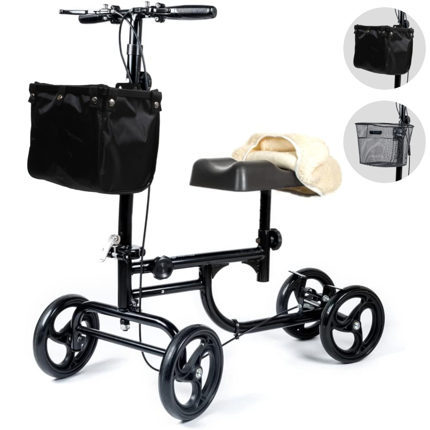 BodyMed Heavy Duty Foldable AllTerrain Knee Walker, Black Medical
