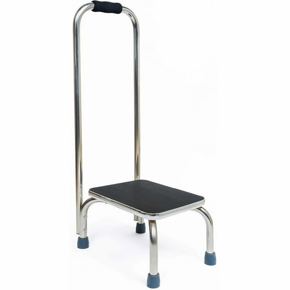 BodyMed Heavy-Duty Foot Step Stool with Handle and Non-Slip Rubber Platform for Seniors & Adults  Holds up to 300lbs, 9  in. Step Up, 18L  x 11.5W x 34H