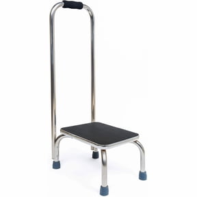 BodyMed Heavy-Duty Foot Step Stool with Handle and Non-Slip Rubber Platform for Seniors & Adults Holds up to 300lbs, 9 in. Step Up, 18L x 11.5W x 34H