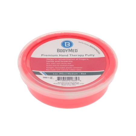 BodyMed Premium Hand Therapy Putty, Red, 4 Oz., Medium, Strengthening Therapy Putty for Physical Rehabilitation