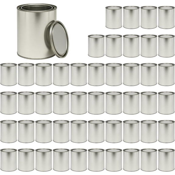 BodyShop Essentials Empty Metal Paint Cans with Lids Pint (16 oz) & Quart (32 oz) Sizes Multiple Pack Options Durable Tin-Plated Steel for Paint, Solvents, Crafts & Storage (50, Pint)