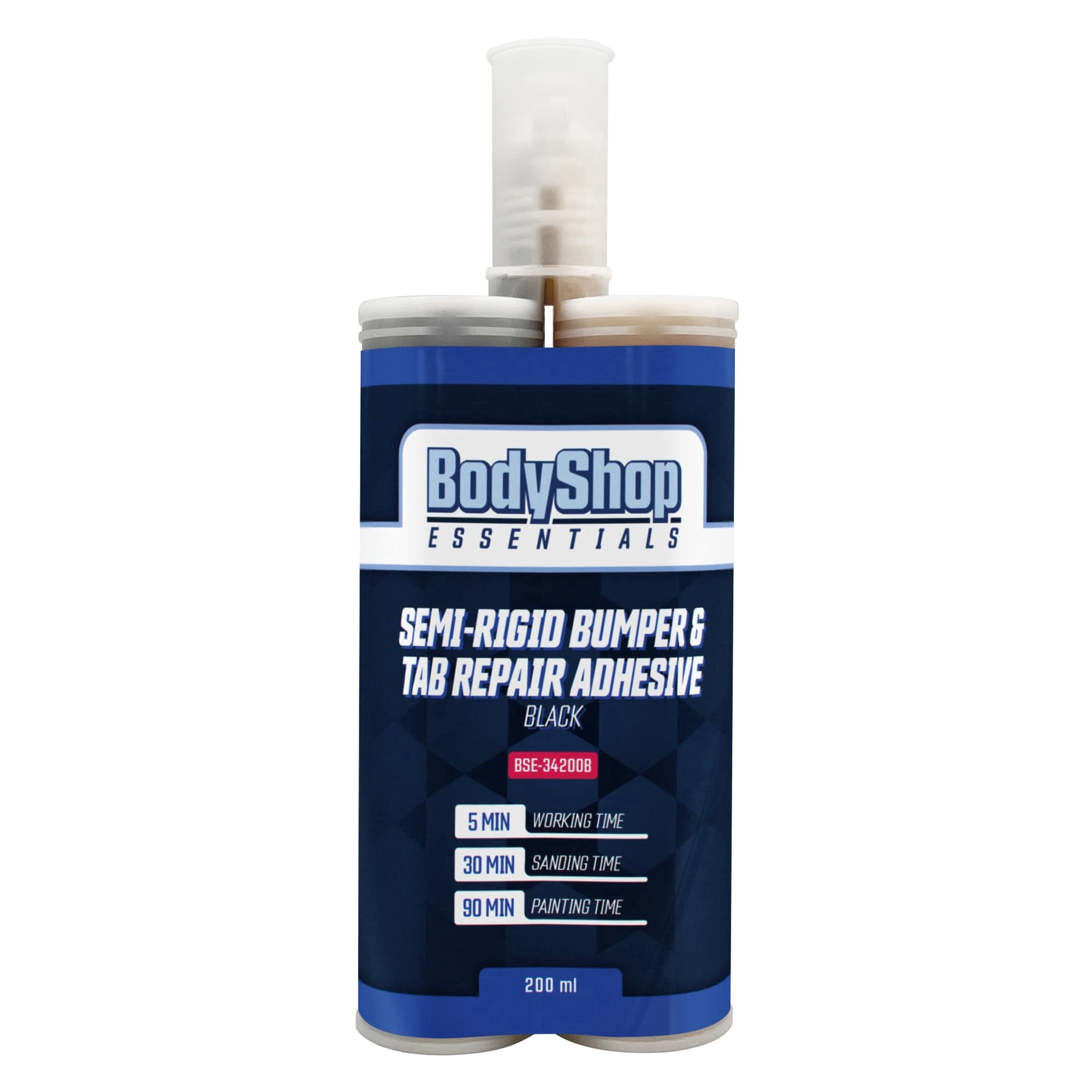 BodyShop Essentials Universal Semi-Rigid Automotive Multipurpose Plastic Repair and Adhesive 200ml Cartridge & Two Application Mixing Nozzles