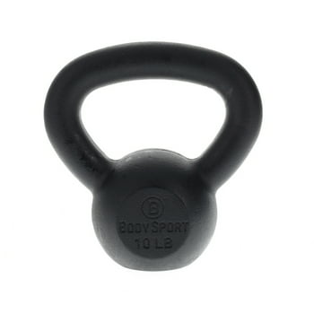 BodySport Cast Iron Kettlebells, 10 lb. – Strength Training Kettlebell for Weightlifting, Core Training, & Conditioning
