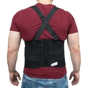 BodySport Ultra Lift Back Support, 3X-Large 64 - 70 Waist - Heavy-Duty Adjustable Back Brace for Lifting - Lumbar Posture Support Belt with Suspenders in Black