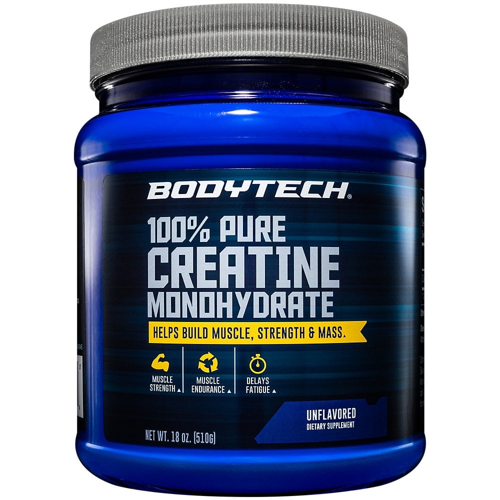 BodyTech 100% Pure Creatine Monohydrate Powder - Premium Micronized Creatine for Enhanced Muscle Strength and Performance -  Supports Muscles,  Recovery, and Increased Exercise (18oz/102 Servings)
