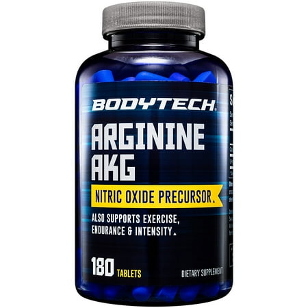 BodyTech Arginine AKG (Arginine Alpha Ketoglutarate) 3000 MG - Nitric Oxide Precursor, 60 Servings (180 Tablets)