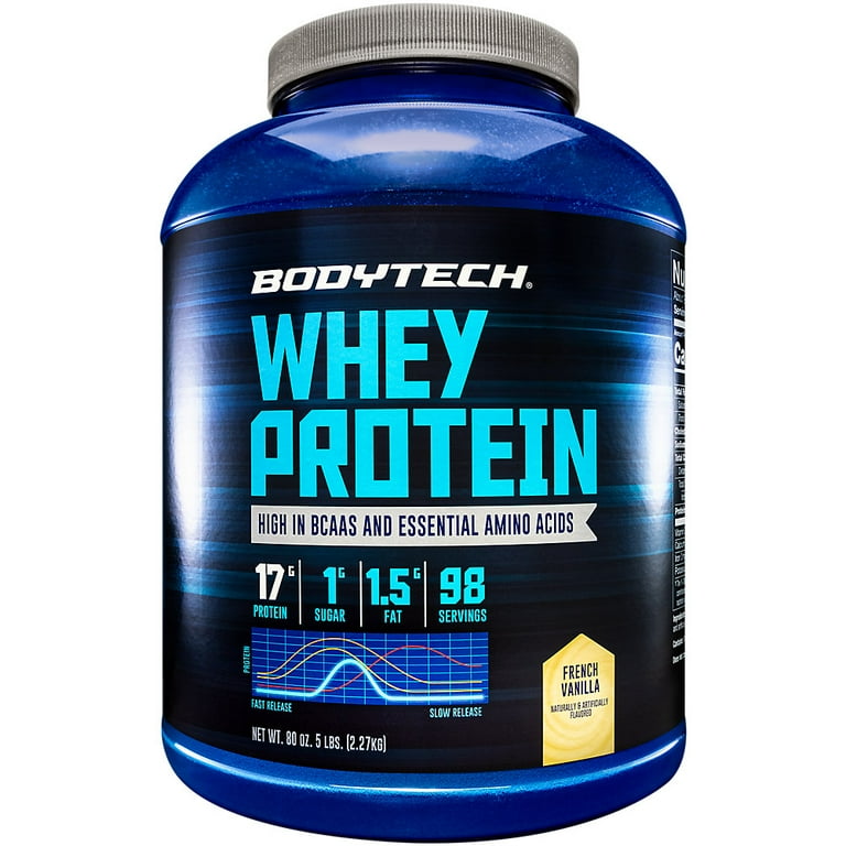 BodyTech Whey Protein Powder With 17 Grams of Protein per Serving Amino Acids Ideal for Post Workout Muscle Building Contains Milk Soy Vanilla 5 Pound Walmart