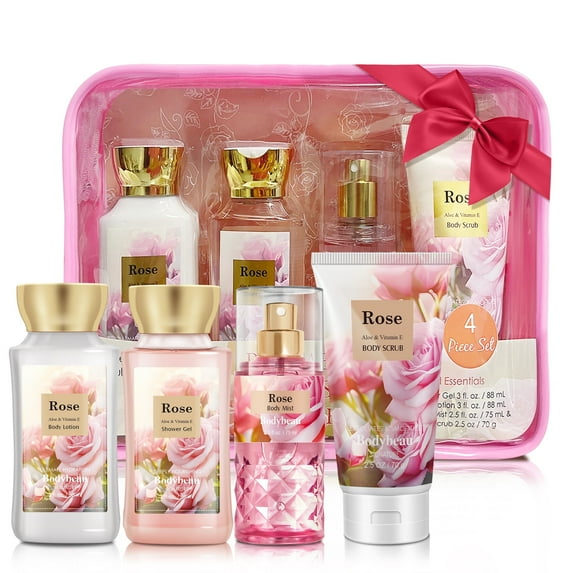 Bodybeau Bath Set 4PCS Rose,Gel, Mist,Scrub and Lotion