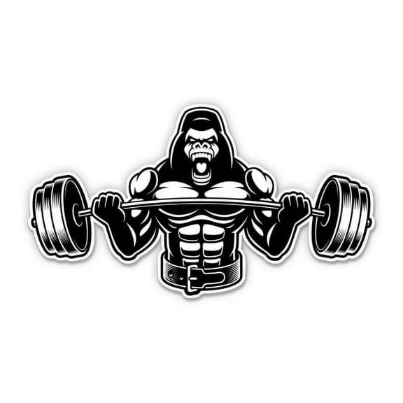 Bodybuilder Ape Gorilla Strong Work Out - 3" Vinyl Sticker - For Car Laptop Water Bottle Phone - Waterproof Decal