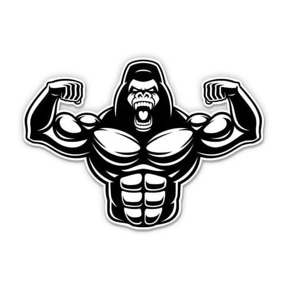 Bodybuilder Ape Muscles Fit - 3" Vinyl Sticker - For Car Laptop Water Bottle Phone - Waterproof Decal