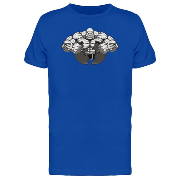 Bodybuilder Breaks Iron Disk T-Shirt Men -Image by Shutterstock, Male Large