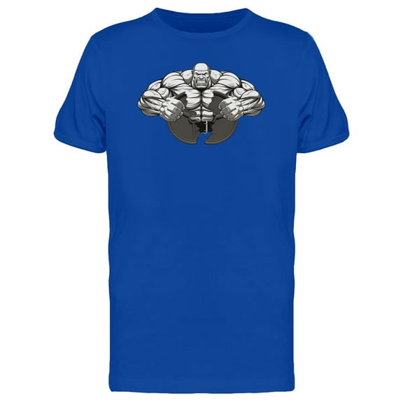 Bodybuilder Breaks Iron Disk T-Shirt Men -Image by Shutterstock, Male Large