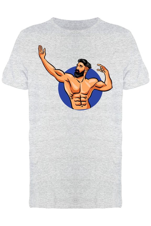 Bodybuilder Hipster Beard T-Shirt Men -Image by Shutterstock, Male Large
