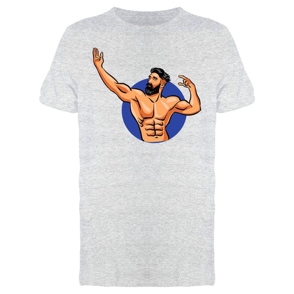 Bodybuilder Hipster Beard T-Shirt Men -Image by Shutterstock, Male Small