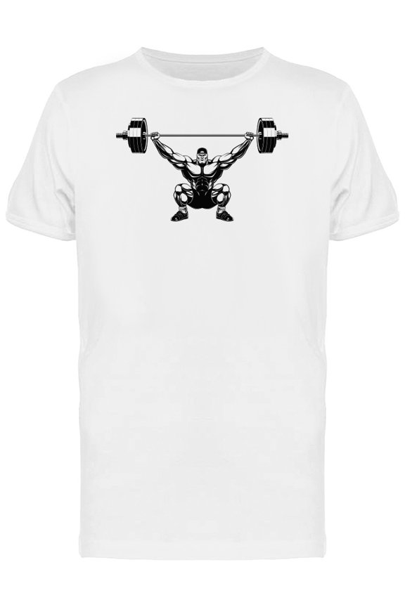 Bodybuilder Lifted Barbell T-Shirt Men -Image by Shutterstock, Male Large