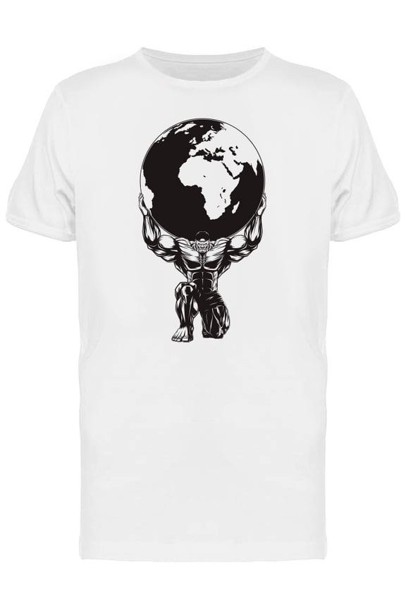 Bodybuilder Lifting Earth T-Shirt Men -Image by Shutterstock, Male x-Large