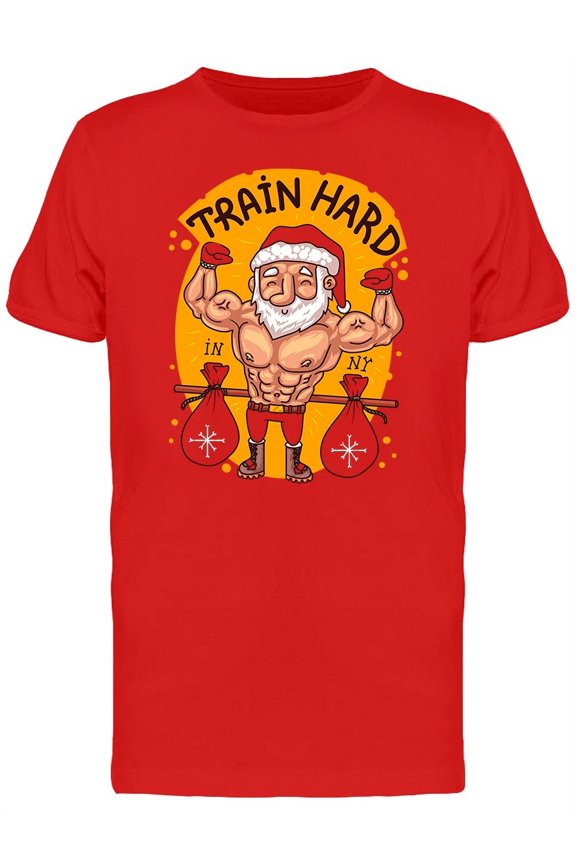 Bodybuilder Santa Graphic T-Shirt Men -Image by Shutterstock, Male XX-Large