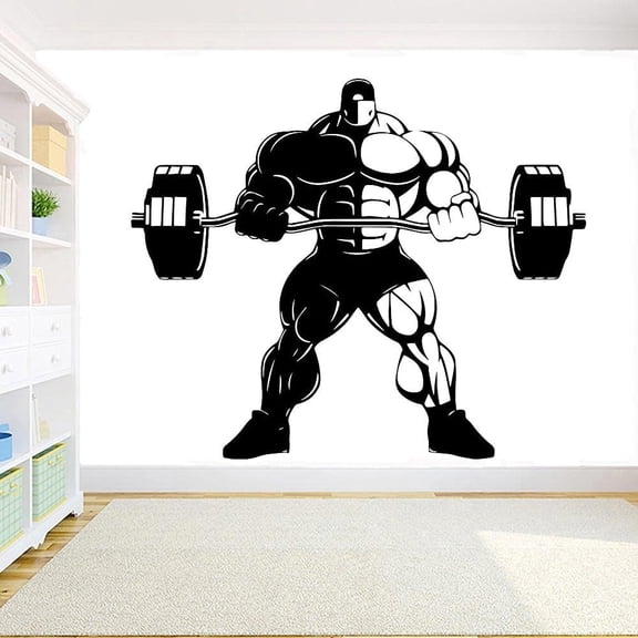 Bodybuilder Wall Decal Gym Fitness Sport Muscles Wall Sticker Vinyl Art Decor Decal 42x35cm