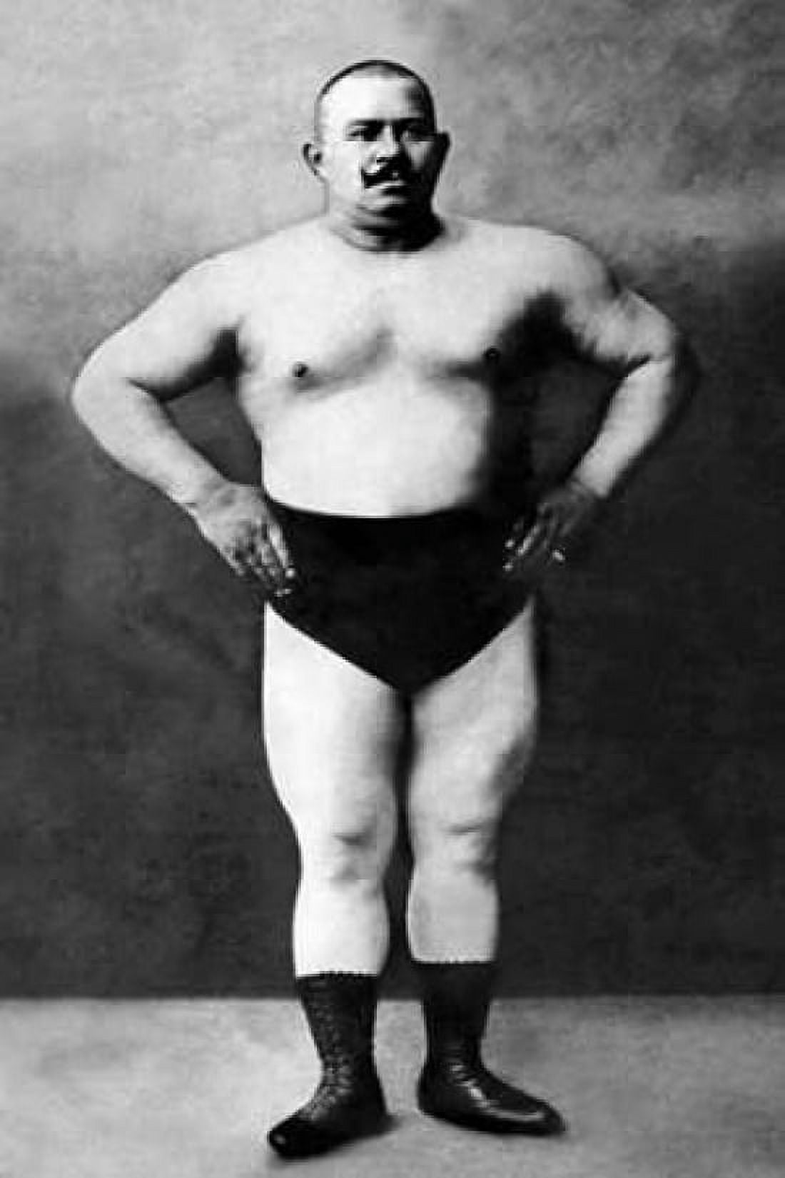 Bodybuilder in Hands on Hips Pose Canvas Art - Vintage Muscle Men (12 x 18)