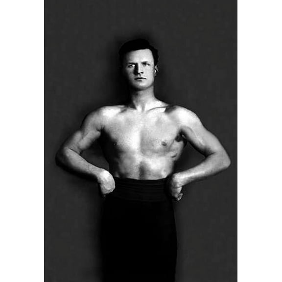 Bodybuilder in Pants with Bared Torso Fine art canvas print (20" x 30")