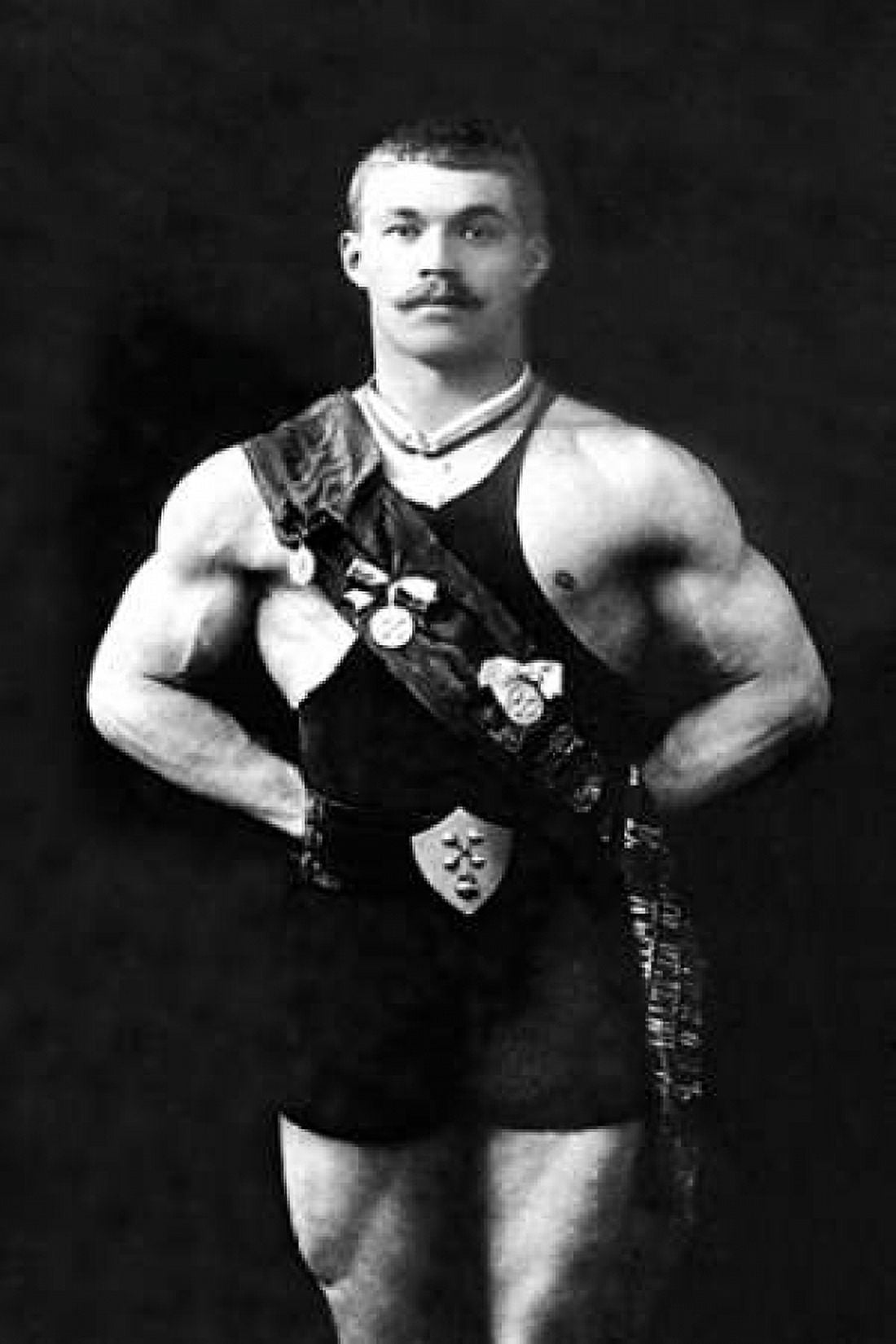 Bodybuilder in Sash Canvas Art - Vintage Muscle Men (24 x 36)