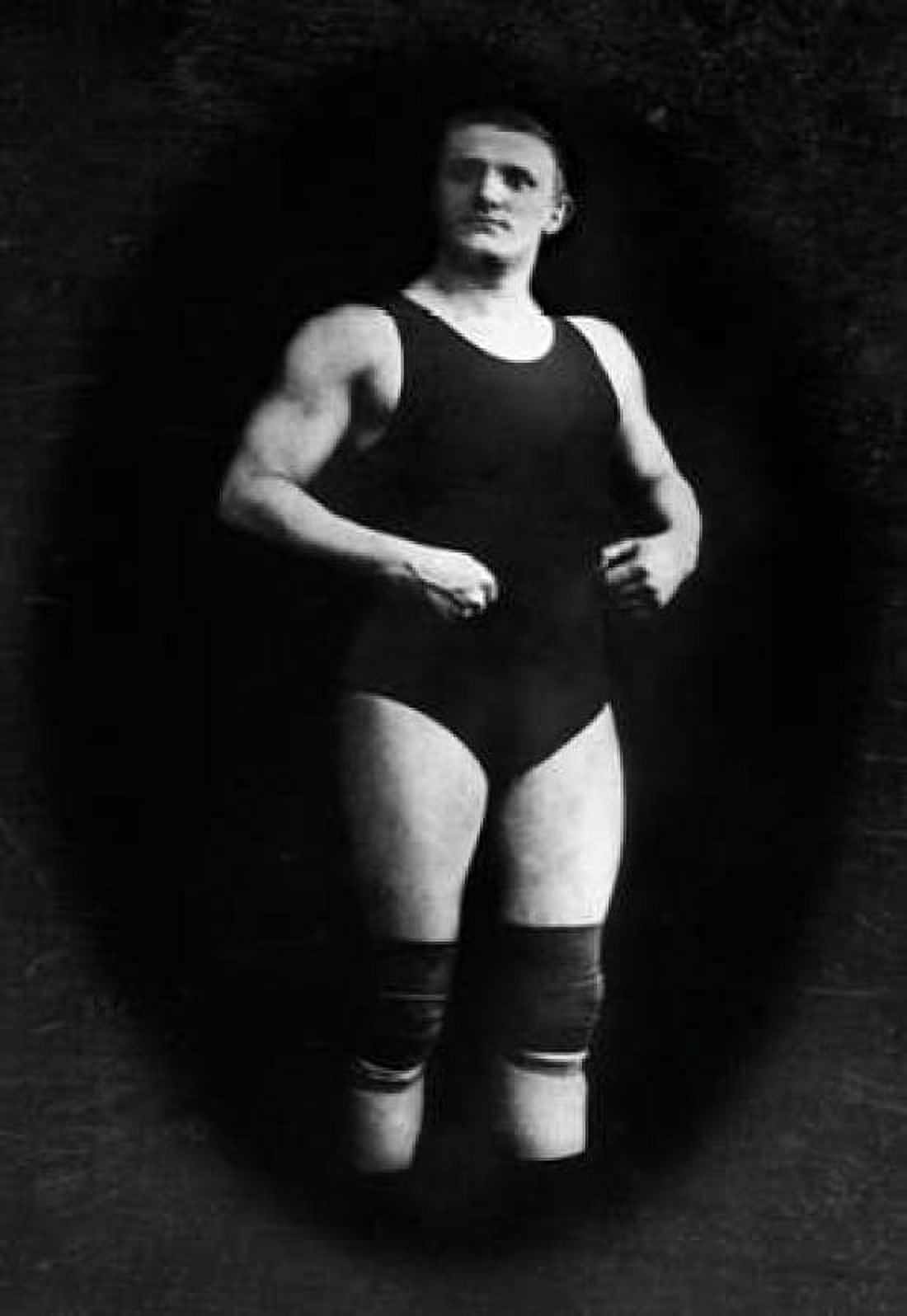 Bodybuilder in Wrestling Outfit and Knee Pads Canvas Art - Vintage Muscle Men (24 x 36)
