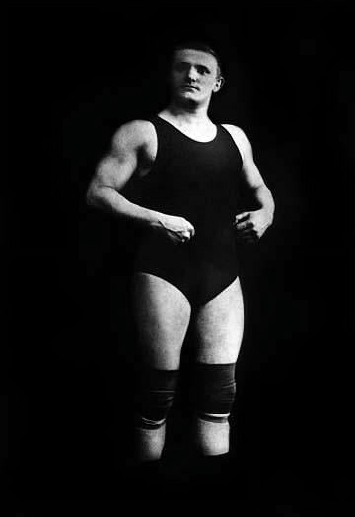 Bodybuilder in Wrestling Outfit and Knee Pads Fine art canvas print (20" x 30")