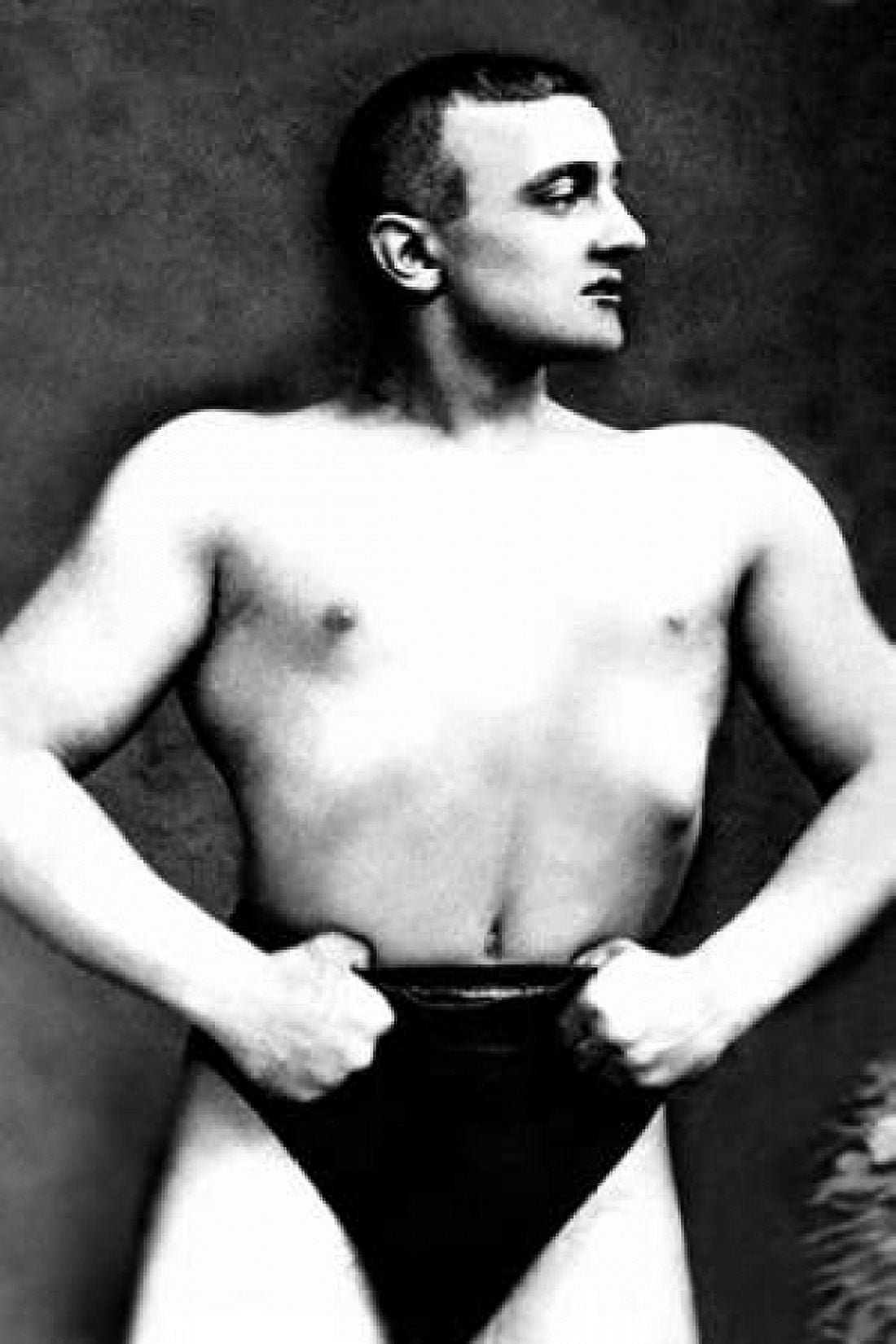 Bodybuilder with Thumbs Tucked in Belt Canvas Art - Vintage Muscle Men (24 x 36)