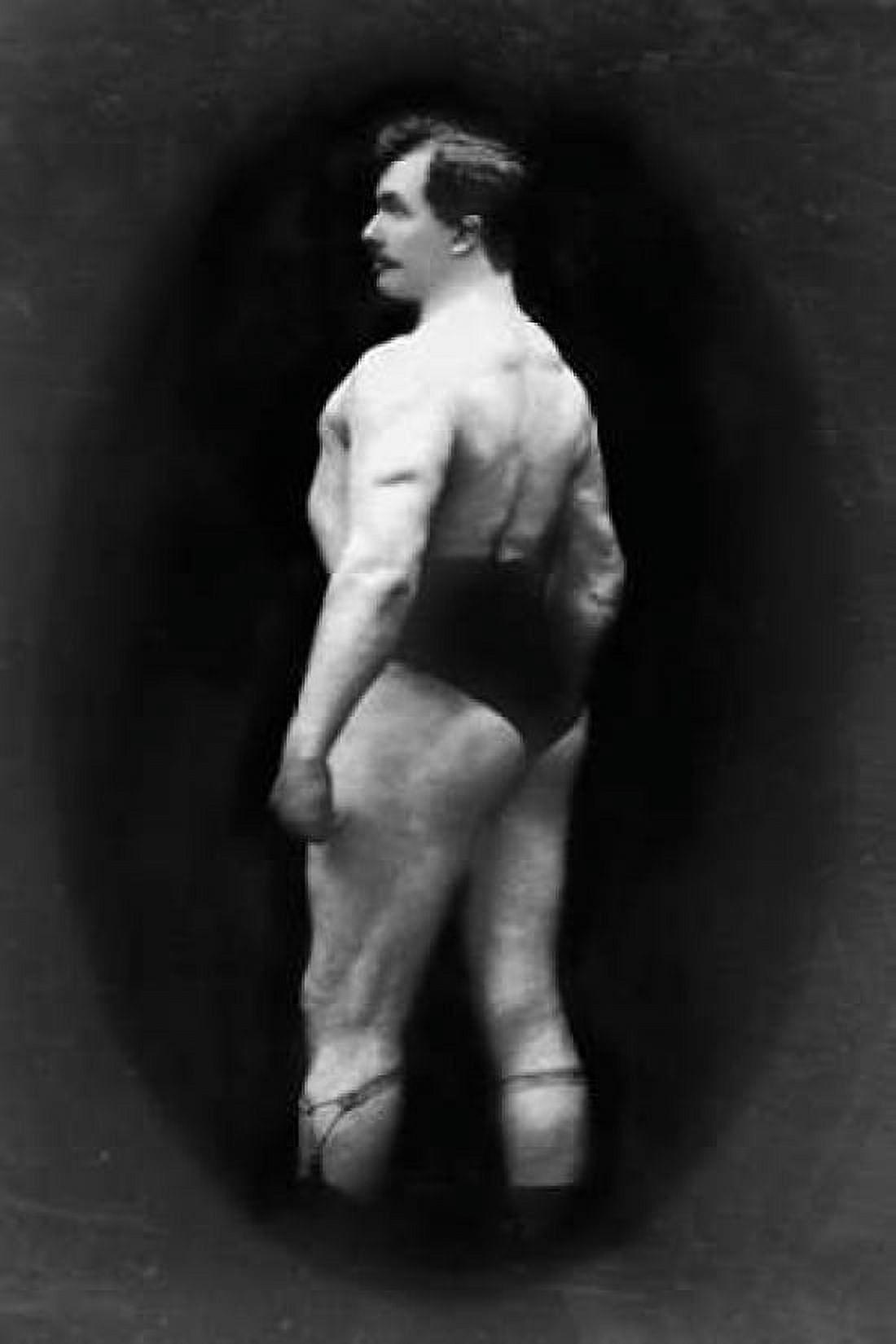 Bodybuilders Back and Partial Left Profile Canvas Art - Vintage Muscle Men (12 x 18)