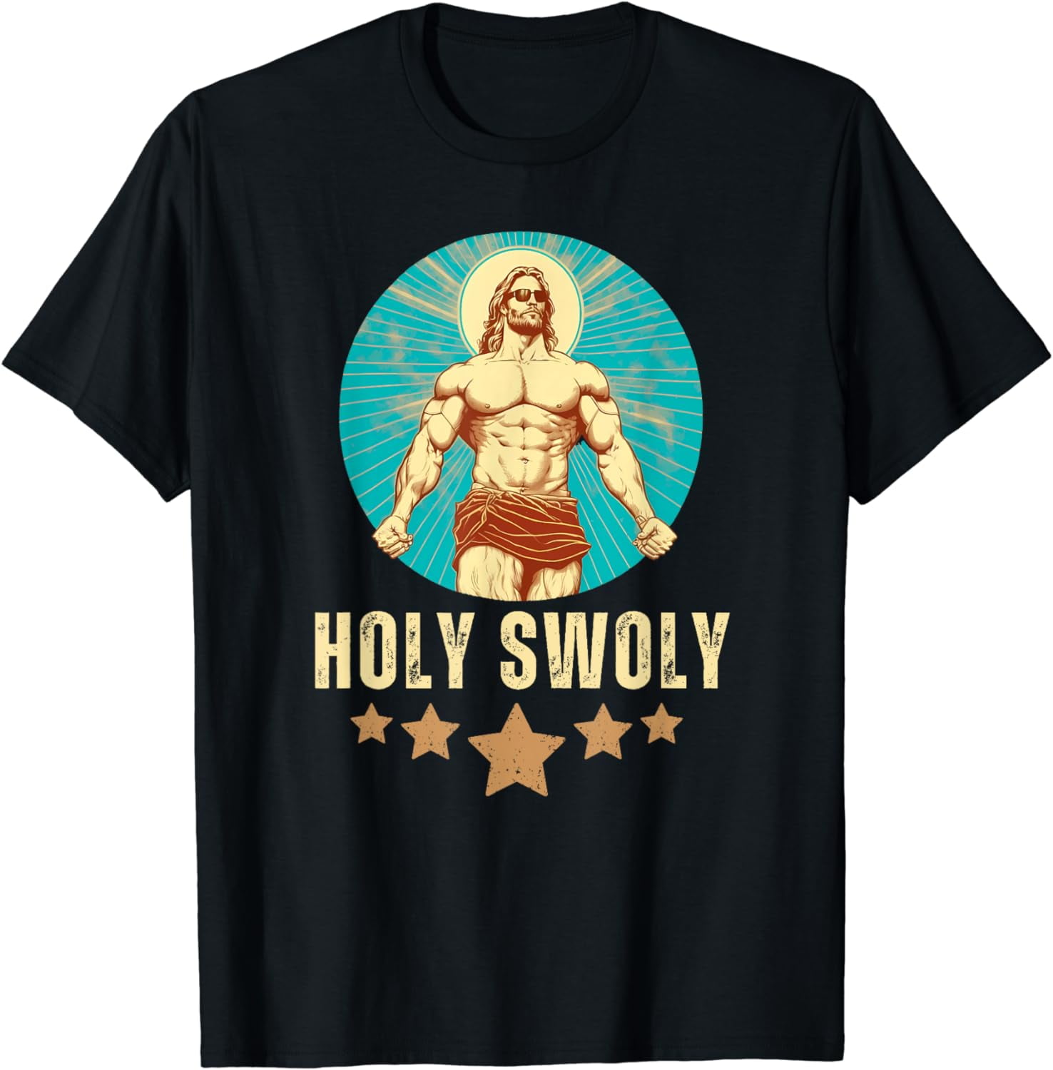Bodybuilding Jesus Fitness Holy Swoly Funny Gym TShirt