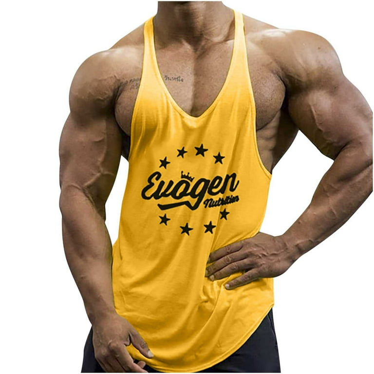 Bodybuilding Stringer Tank Tops for Men Y Back Gym Fitness T Shirts Workout Gym Muscle Tee Basic Sleeveless Tshirt Walmart