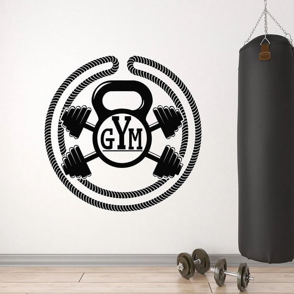 Bodybuilding Wall Decal Healthy Lifestyle Fitness Gym Sport Club Interior Decor Door Window Vinyl Stickers Logo Wallpaper 42x42cm