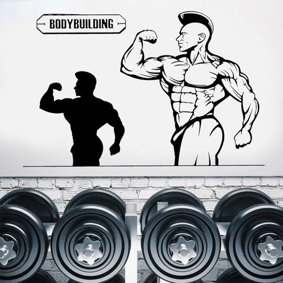 Bodybuilding Workout Wall Decals Muscle Vinyl Wall Stickers Garage Gym Decor Fitness Motivation Mural 65x42cm