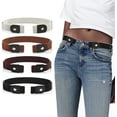 thumbnail image 1 of Bodychum 2 Pcs No Buckle Belts for Women Jean Belts Stretch Belt Female Fashion Waist Belt for Dresses, Black+Brown, Valentines Day Gifts, 1 of 8